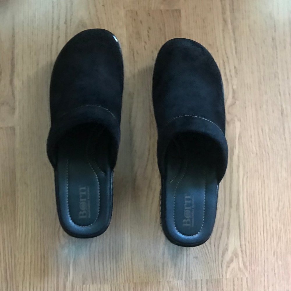Black Born Genuine Leather Clogs, Size 10
